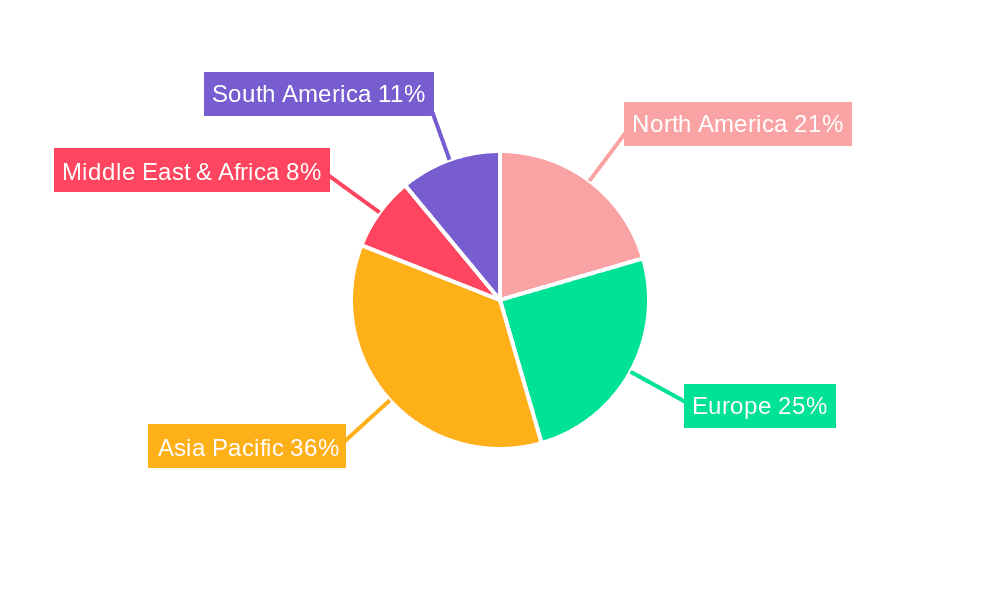 Automotive Artificial Leather Market Share by Region - Global Geographic Distribution